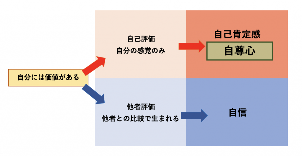 自己肯定感と自尊心の違いを示した図1