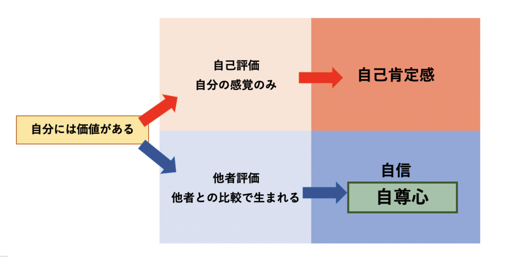 自己肯定感と自尊心の違いを示した図2